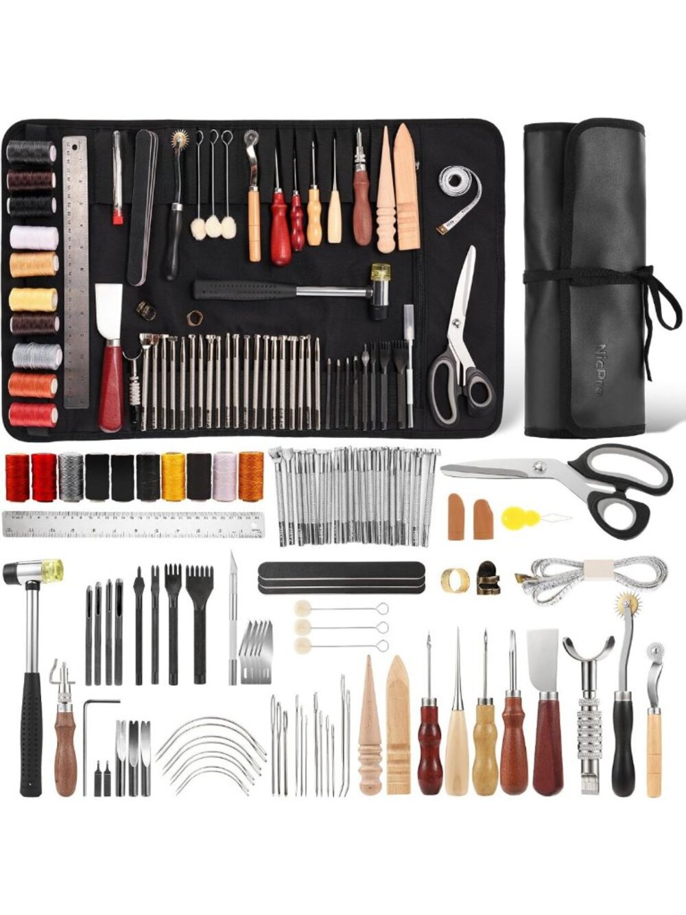 85PCS Leather Tooling Kit for Beginners - Includes Custom Storage Bag & Tools